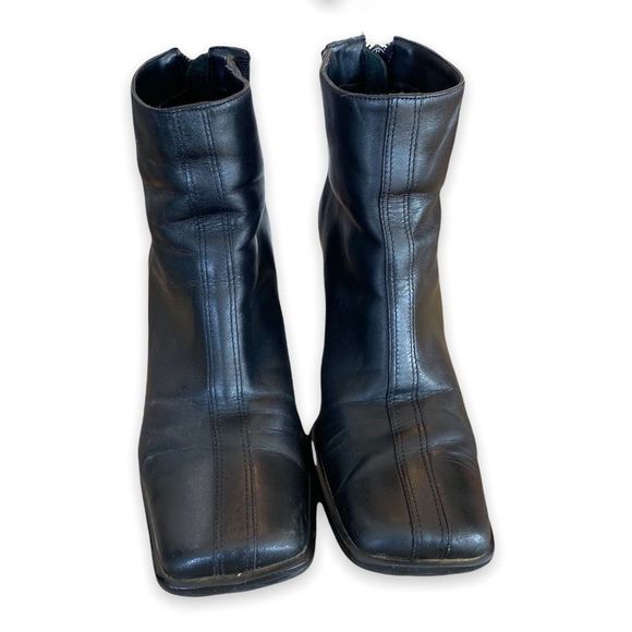 Hush puppies women’s black leather ankle boots heel zipper closure size 7M - Picture 4 of 9